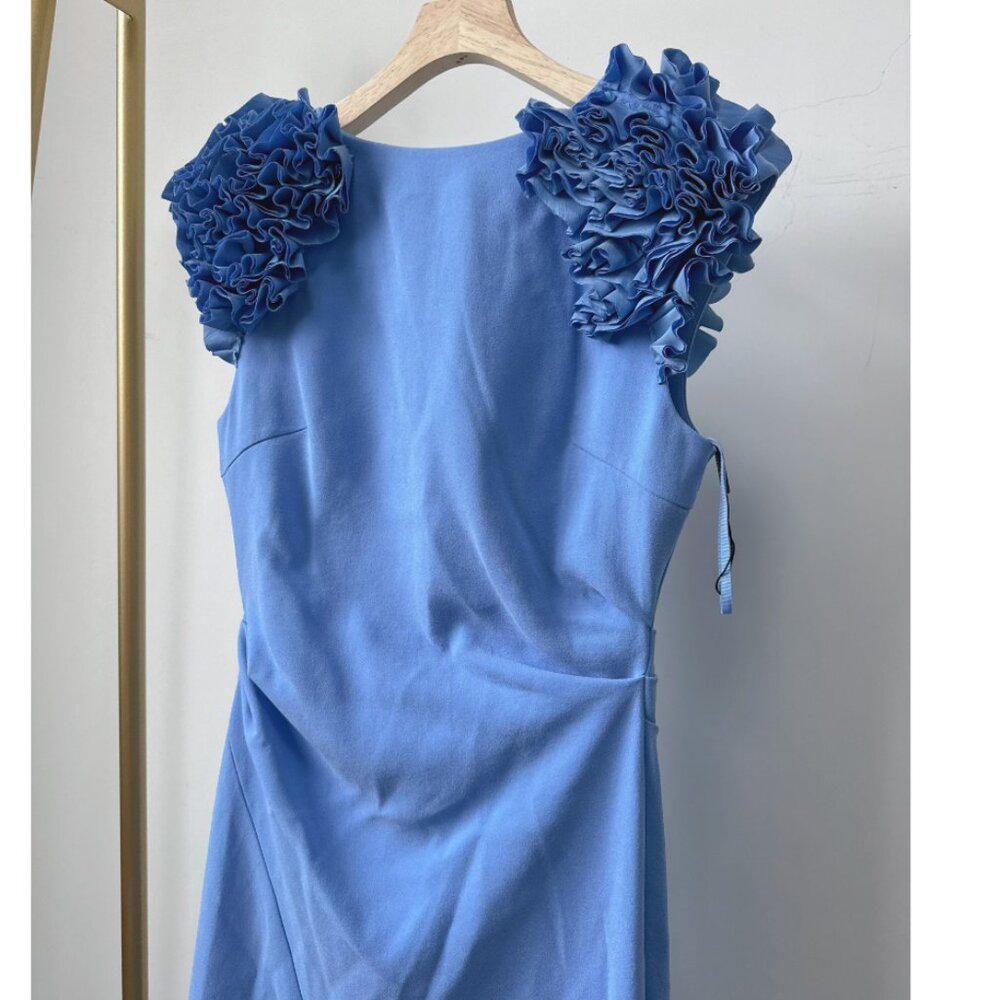 Rachel Gilbert Margot Drape Midi Dress 6/8/10 Blue Cocktail Event Wedding - Picture 8 of 9